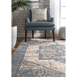 Discount Kirklands Home Blue Eli Medallion Fringe Area Rug, 4x6
