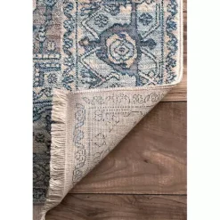 New Kirklands Home Blue Eli Medallion Fringe Area Rug, 5x8