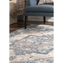 Discount Kirklands Home Blue Eli Medallion Fringe Area Rug, 8x10