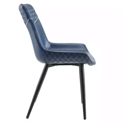 New Kirklands Home Faux Leather Stitched Chairs, Set of 2 Blue