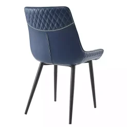 New Kirklands Home Faux Leather Stitched Chairs, Set of 2 Blue