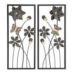 Clearance Kirklands Home Blue Floral and Butterfly Wall Plaques, Set of 2