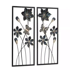 Clearance Kirklands Home Blue Floral and Butterfly Wall Plaques, Set of 2