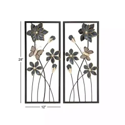 Clearance Kirklands Home Blue Floral and Butterfly Wall Plaques, Set of 2
