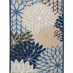 Hot Kirklands Home Blue Floral Burst Outdoor Area Rug, 6x9
