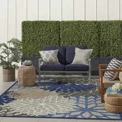 Hot Kirklands Home Blue Floral Burst Outdoor Area Rug, 6x9