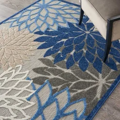 Hot Kirklands Home Blue Floral Burst Outdoor Area Rug, 6x9