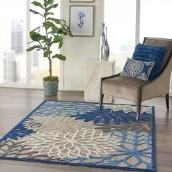 Hot Kirklands Home Blue Floral Burst Outdoor Area Rug, 6x9