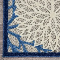 Outlet Kirklands Home Blue Floral Burst Round Outdoor Area Rug, 7x7