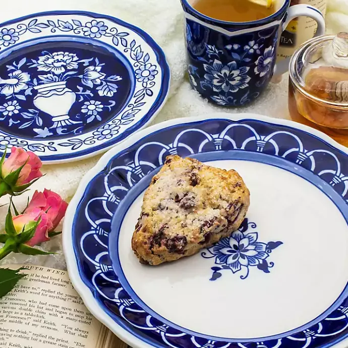 Sale Kirklands Home Blue Floral Hand Painted 16-pc. Dinnerware Set
