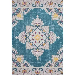 Online Kirklands Home Blue Floral Medallion Outdoor Area Rug, 7x9