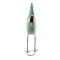 Discount Kirklands Home Blue Floral Metal Rooster Statue