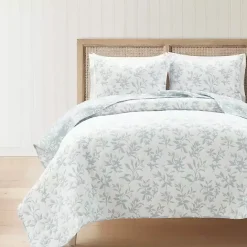 Sale Kirklands Home Blue Floral Reversible 3-pc. King Quilt Set