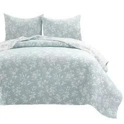 Best Kirklands Home Blue Floral Reversible 3-pc. Full/Queen Quilt Set