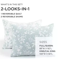 Best Kirklands Home Blue Floral Reversible 3-pc. Full/Queen Quilt Set