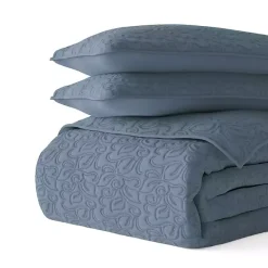 Hot Kirklands Home Floral Stitch 3-pc. King Quilt Set Blue