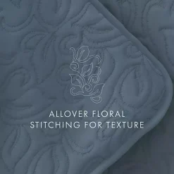 Hot Kirklands Home Floral Stitch 3-pc. King Quilt Set Blue