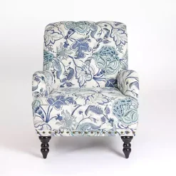 Online Kirklands Home Floral Tufted Rebecca Accent Chair Blue