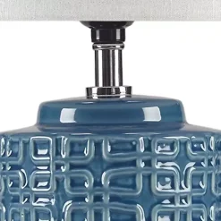 Discount Kirklands Home Blue Geometric Ceramic Table Lamp White