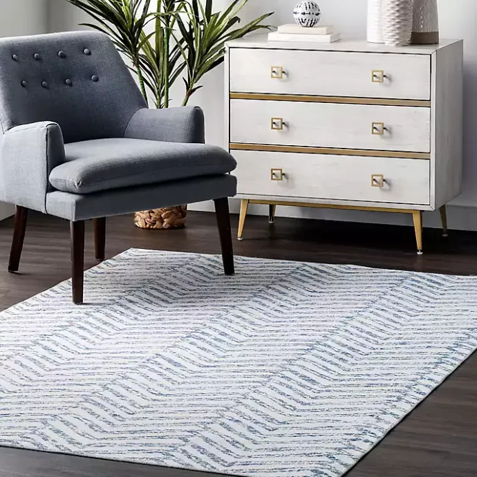Online Kirklands Home Blue Geometric Pattern Washable Area Rug, 4x6