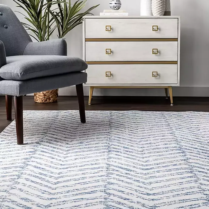 Online Kirklands Home Blue Geometric Pattern Washable Area Rug, 4x6