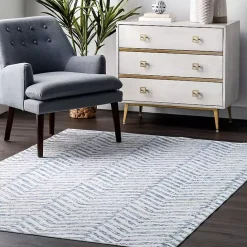 Online Kirklands Home Blue Geometric Pattern Washable Area Rug, 5x8