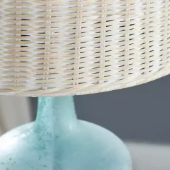 Clearance Kirklands Home Blue Glass Coastal Table Lamp Tan