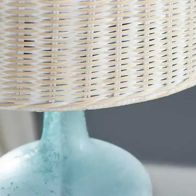 Clearance Kirklands Home Blue Glass Coastal Table Lamp Tan