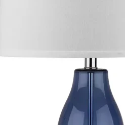 Kirklands Home Blue Glass Hourglass Table Lamps, Set of 2 White