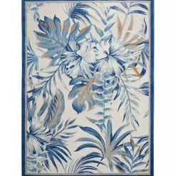 Clearance Kirklands Home Blue Grand Leaf Coastal Area Rug, 5x7
