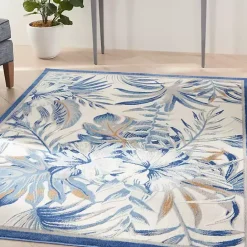 Clearance Kirklands Home Blue Grand Leaf Coastal Area Rug, 5x7