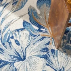 Clearance Kirklands Home Blue Grand Leaf Coastal Area Rug, 5x7