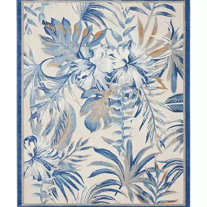 Outlet Kirklands Home Blue Grand Leaf Coastal Area Rug, 7x9