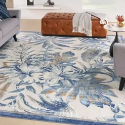 Outlet Kirklands Home Blue Grand Leaf Coastal Area Rug, 7x9