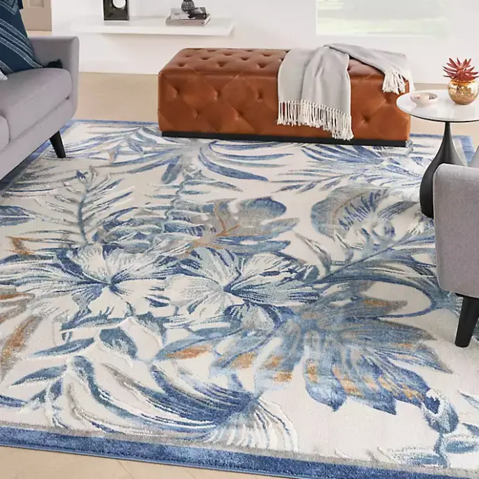 Outlet Kirklands Home Blue Grand Leaf Coastal Area Rug, 7x9