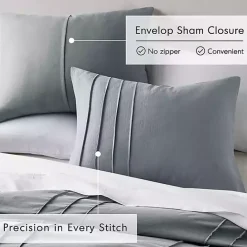 Clearance Kirklands Home Gray Pleated Grid 3-pc. Queen Comforter Set Blue