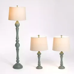 Online Kirklands Home Green Distressed Set of Three Lamps Blue