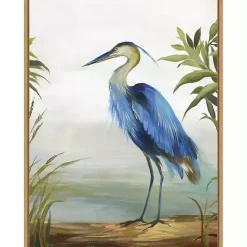 Kirklands Home Heron Framed Canvas Art Print Blue