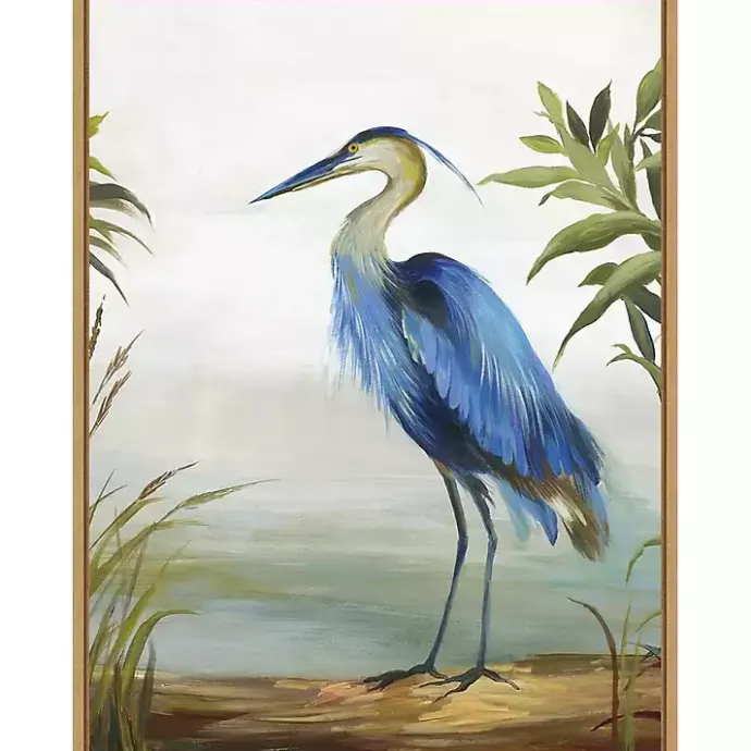 Kirklands Home Heron Framed Canvas Art Print Blue