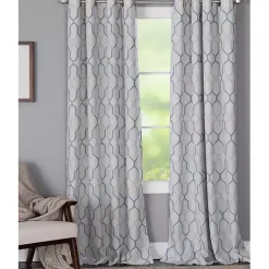 Hot Kirklands Home Blue Interlock Single Curtain Panel, 84 in.