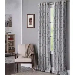 Hot Kirklands Home Blue Interlock Single Curtain Panel, 84 in.