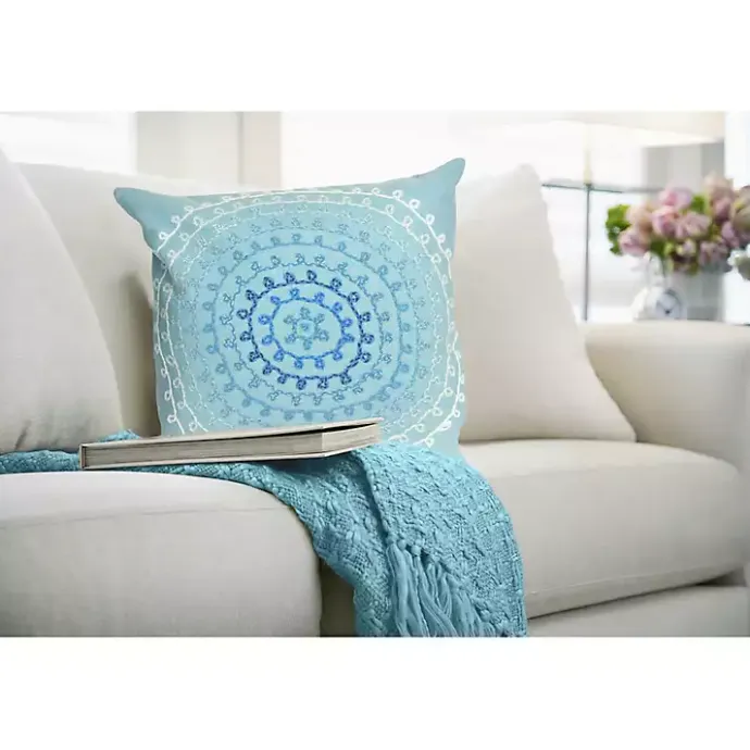Discount Kirklands Home Lamontage Swirl Outdoor Throw Pillow Blue