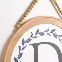 Outlet Kirklands Home Blue Leaf Wreath Monogram D Wood Wall Plaque