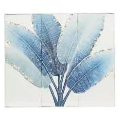 Kirklands Home Blue Leaves Coastal Metal Art Print