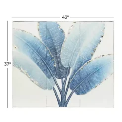 Kirklands Home Blue Leaves Coastal Metal Art Print
