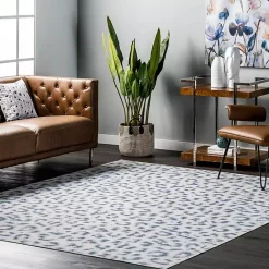 Hot Kirklands Home Blue Leopard Spots Washable Area Rug, 5x8