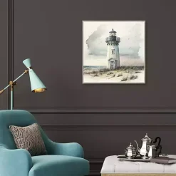 Discount Kirklands Home Blue Lighthouse Framed Canvas Art Print