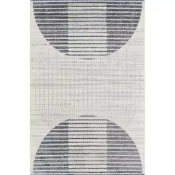 Outlet Kirklands Home Blue Linear Geometric Washable Accent Rug, 2x4