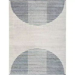 Sale Kirklands Home Blue Linear Geometric Washable Area Rug, 6x9