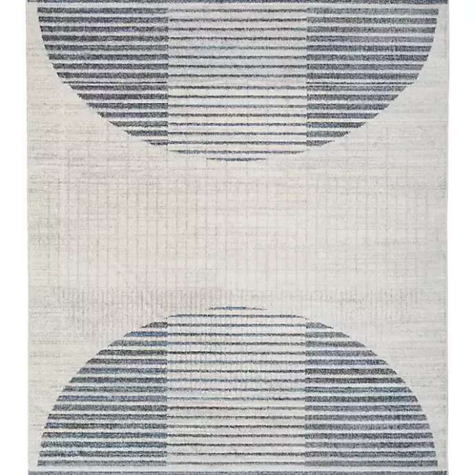 New Kirklands Home Blue Linear Geometric Washable Area Rug, 9x12
